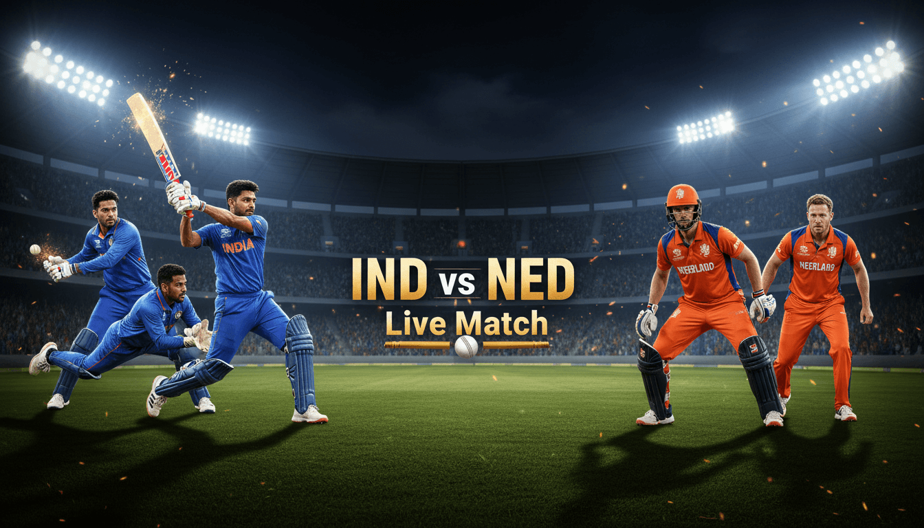 India vs Netherlands Match Today – IND vs NED Live Score, Players, Stats & T20 World Cup 2026